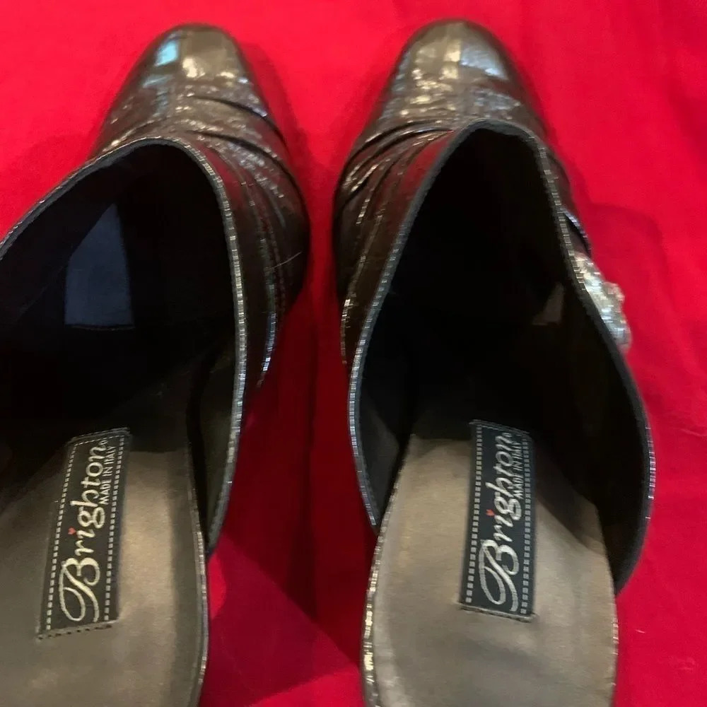 Brighton Rubens Bronze Patent Croc Leather Mules 10 - Picture 8 of 8